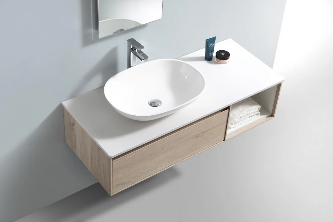 Wooden Bathroom Vanity with Sink Wall Hung with LED Mirror