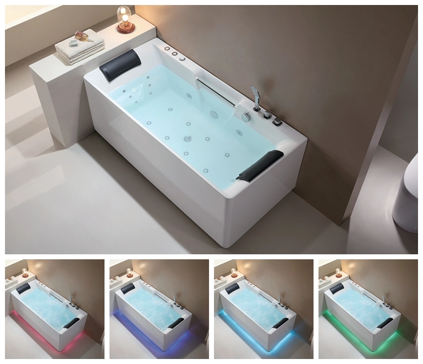 Hight Quality Free Stand Bathtub White Square Whirlpool Acrylic Massage Buthtub