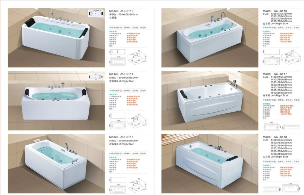 White Acrylic Guangdong Bathtub&Whirlpools