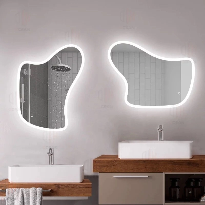 Factory Price Irregular Shape Decorative Aluminum Mirror Glass Bath Make up Mirror